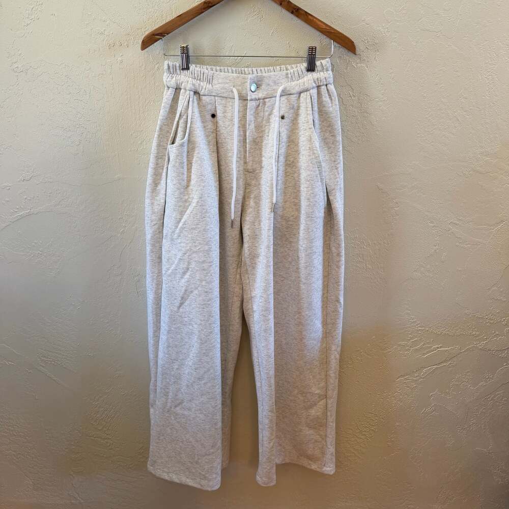 F426 Brand Gray Heather Wide-Leg Sweatpants Drawstring Dress Size L